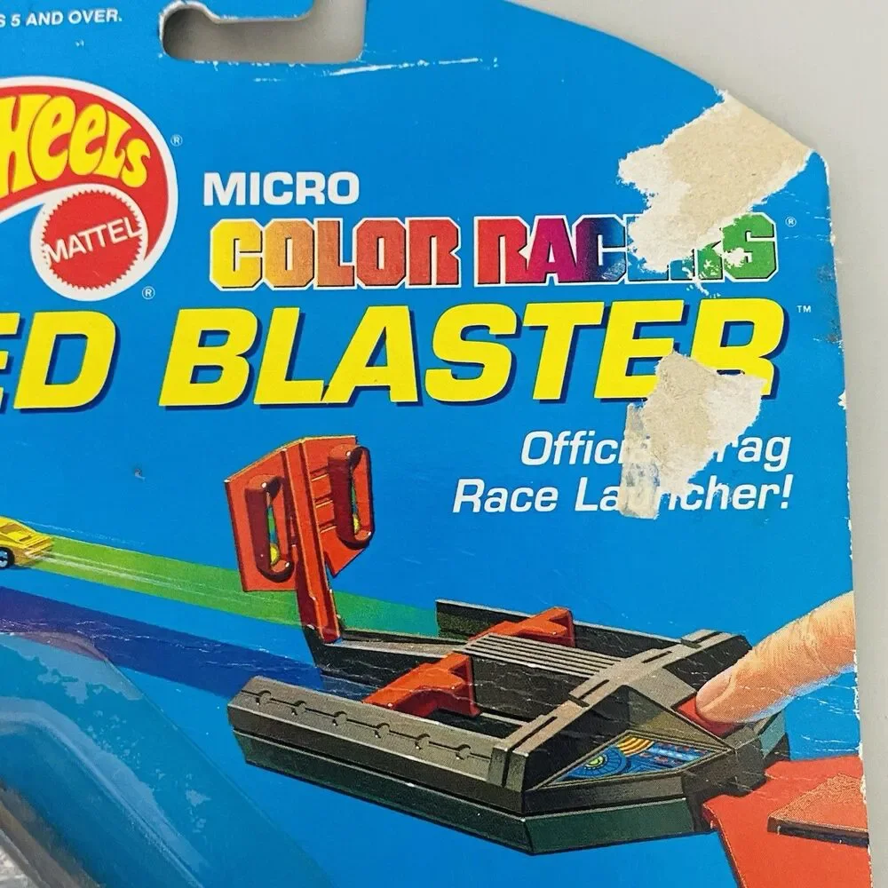 Hot Wheels Micro Color Racers Speed Blaster Launcher Set w Cars Vintage
